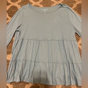 Blue Long Sleeve Tiered Top Loft Size Medium